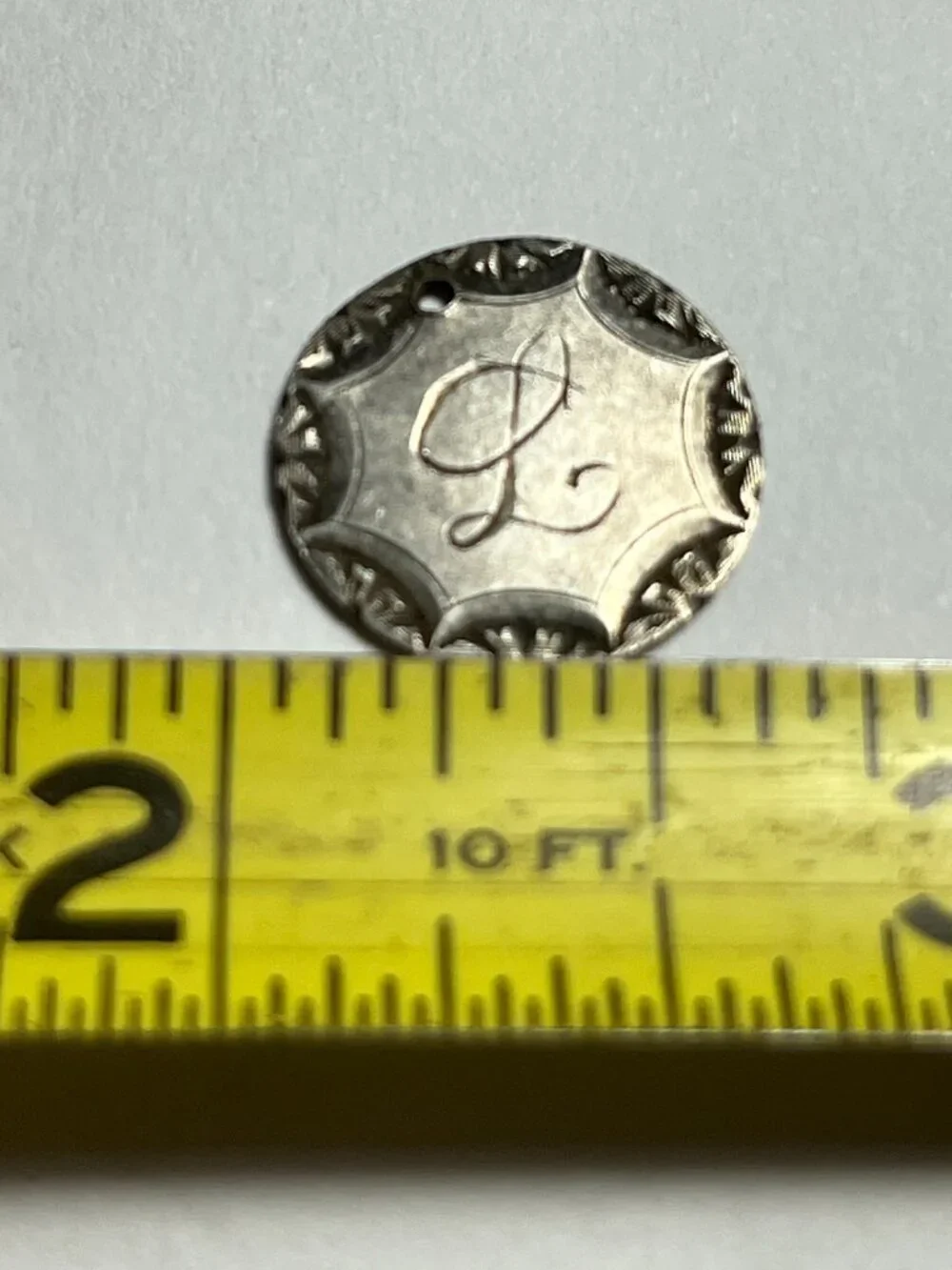 Antique Sterling Silver 1870-1901 Canada Half Dime Love Token With Monogram L